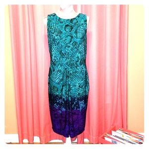 Calvin Klein teal and purple snake skin dress